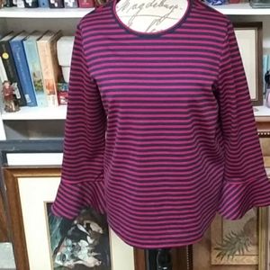 Draper James Sailor Striped Bell Sleeved Tee Lg